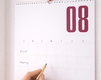 Minimalistische wandkalender, ongedateerd, Japandi A3-planner, neutraal esthetische maandkalender