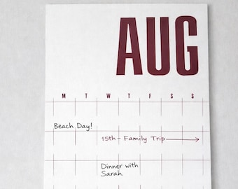 Blanco maandelijkse wandkalender A3, Minimal Japandi planner, Perpetual Home Organizer