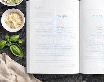 Gepersonaliseerd receptendagboek, blanco kookboek, elegant boek met harde kaft