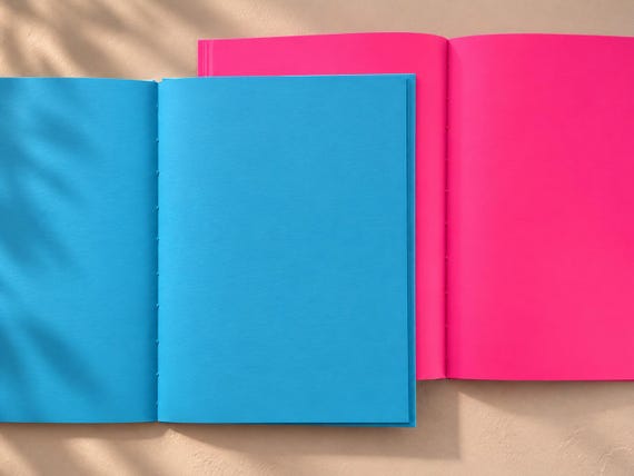 A5 Hardcover Journal, Blue Pages, Lay-Flat Writing, 120gsm Paper, Monochrome Notebook