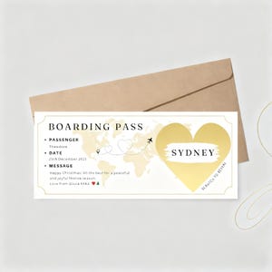 Gepersonaliseerde instapkaart met krasfunctie, krasfunctie voor verrassing tijdens de feestdagen, verrassing bij onthulling van de bestemming, verjaardagscadeau voor de feestdagen