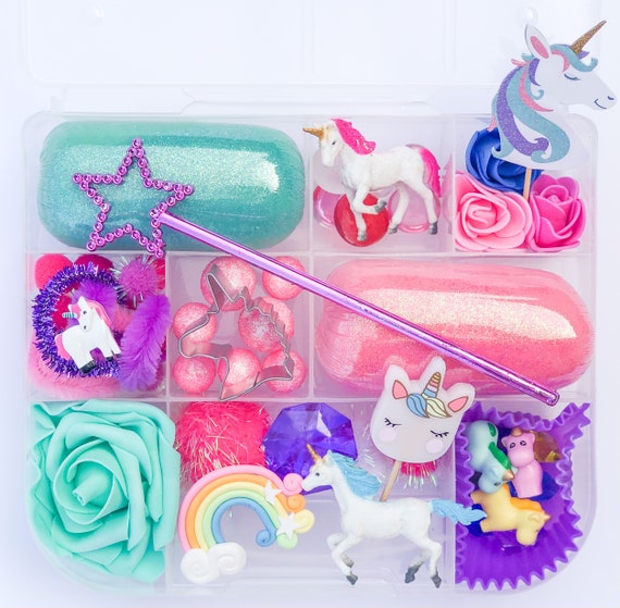 Kit de pâte à modeler licorne arc-en-ciel, kit de pâte à modeler licorne,  cadeau de la Saint-Valentin, kit de jouets Play Doh