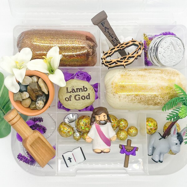 Easter Resurrection Playdough Kit, Sensory Box, Playdough Kit, Play Doh Kit, Busy Box, Kids Summer Gift