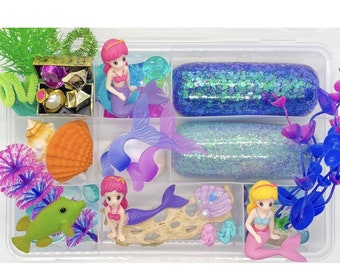 Mermaid Playdough Kit, Sensory Box, Playdough Kit, Play Doh Kit, Play Dough, Fall Gift Basket, Valentines Gift