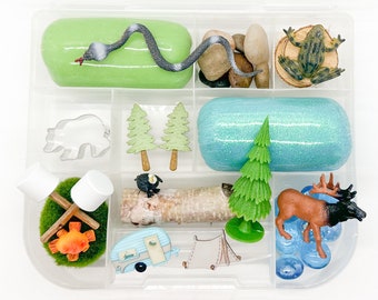 Happy Camper Camping Kid Kit, Camping Playdough Kit, Wilderness Sensory, Play Dough, Christmas Gift Basket, Stocking Stuffer