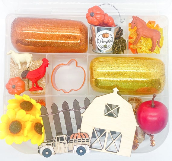 Pumpkin Patch Playdough Kit Fall Harvest Sensory Box