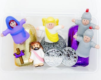 Easter Resurrection Mini Sensory Kit, Easter Religious Playdough, Spring Playdough Kit, Playdough Kit, Easter Play Dough, Valentines Gift