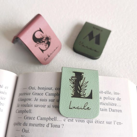 Marque-page magnétique personnalisé | Initiale, prénom ou message gravé | Cadeau lecteur et lectrice