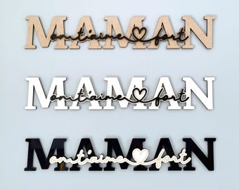 Wanddecoratie voor mama, hout en acryl – “We houden zoveel van je”, gepersonaliseerd Moederdagcadeau, decoratieve plaquette 35 cm