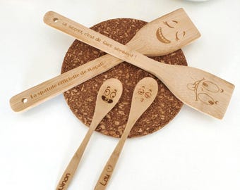 Personalized Engraved Bamboo Spatula – Personalized Kitchen Spoon – Kitchen Utensil with Engraved Name – Mother's Day Gift