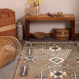 Boho Jute Rug, Farmhouse Jute Rug, Beige Jute Rug, Handwoven Jute Rug, Large Jute Rug, Home Décor Gift, House Warming Gift