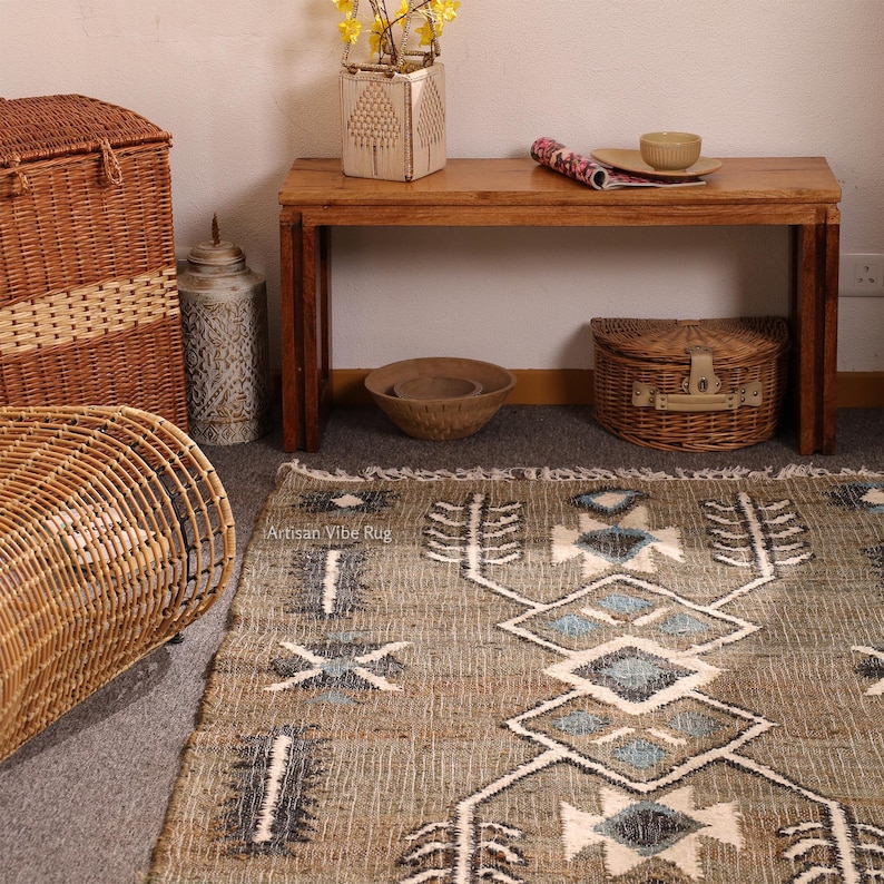 Boho Jute Rug, Farmhouse Jute Rug, Beige Jute Rug, Handwoven Jute Rug, Large Jute Rug, Home Décor Gift, House Warming Gift