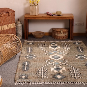 Boho Jute Rug, Farmhouse Jute Rug, Beige Jute Rug, Handwoven Jute Rug, Large Jute Rug, Home Décor Gift, House Warming Gift