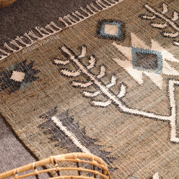 Handmade Cotton and Jute Area Rug, Multi Design Cotton Rug, Handwoven Jute Rug, Indian Dhurrie Rug, Boho Décor Rug, Custom Size Rug
