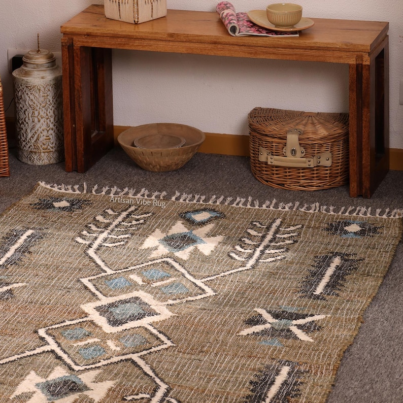 Boho Jute Rug, Farmhouse Jute Rug, Beige Jute Rug, Handwoven Jute Rug, Large Jute Rug, Home Décor Gift, House Warming Gift