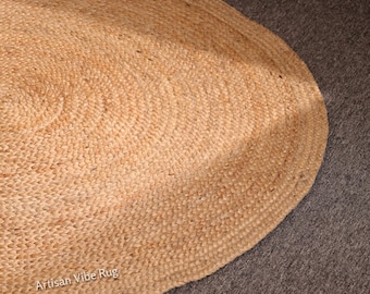 6x6, 7x7 Feet Large Size Round Jute Rug, Natural Jute Rug, Hand Braided Rug Round Boho Rug, Rustic Home Decor