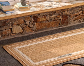 Jute Runner Rug - Natural Jute Runner Rug, Indian Handwoven Jute Rug, Custom Size Rug For Hallway Entry Wat Kitchen Laundry, Boho Decor Rug