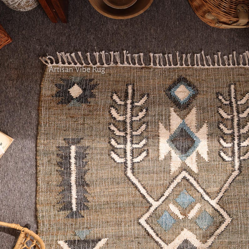 Boho Jute Rug, Farmhouse Jute Rug, Beige Jute Rug, Handwoven Jute Rug, Large Jute Rug, Home Décor Gift, House Warming Gift