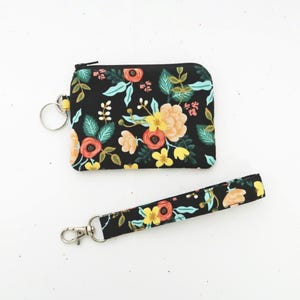 Monedero de pulsera con diseño floral, bonito monedero con tarjetero y llavero con flores para mujer.