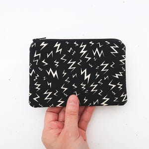 Kleine Stofftasche | Niedliches schwarzes Portemonnaie Weiße Tasche mit Blitz Geschenk für Freunde