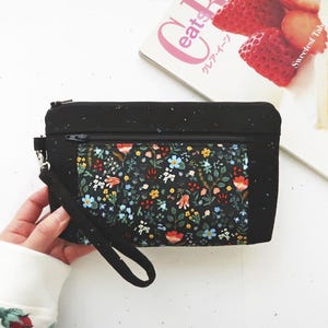 Monedero de pulsera con doble cremallera / Monedero de tela con flores para teléfono / Lindos regalos para novia