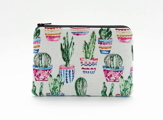 Art Cactus Flower Succulent Wallet for Women Leather Zipper Phone Coin Purse