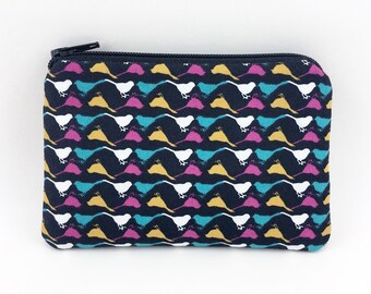 Bird Coin Purse - Mini Wallet - Card Pouch - Black Zipper Pouch - Gift ideas - Padded Pouch - Bird Zipper Pouch - Change Purse