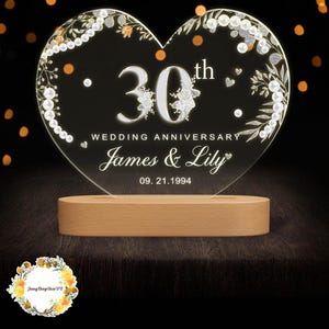Personalized 30th Pearl Wedding Anniversary Led Light, Pearl Anniversary Gifts,Anniversary Gifts For Parents,Pearl 30th Anniversary Keepsake