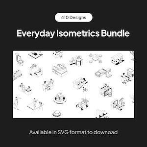410 Everyday Isometric Icons Bundle | Isometric 3D SVG Pack, Daily Use Illustrations for UI/UX
