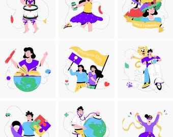 80 illustrations d'événements mondiaux | Clipart SVG modifiable pour lettres d'information, affiches et supports marketing