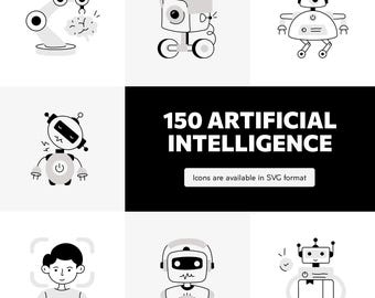 115 gribouillis d'intelligence artificielle | IA, technologie, apprentissage automatique| SVG modifiable pour sites Web, applications et présentations