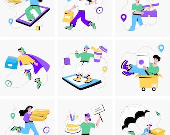 50 illustrations de livraison de nourriture | Livraison et coursier des cliparts | SVG modifiable pour les applications, les sites Web et le marketing