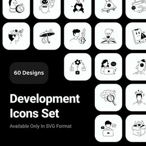 75 Development Icons | Software Enginnering & Coding Clipart | Hand Drawn SVG for Apps, Websites