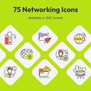 75 Symbole vernetzen | Moderne flache Vektor-Set, Tech & Kommunikation Clipart