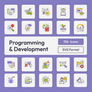 156 Programming & Development Icons | Modern Software Development SVG Vector for Websites and Apps