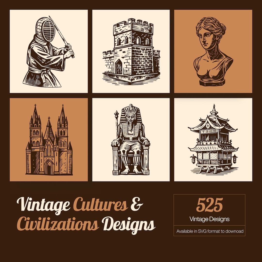 525 Vintage Cultures & Civilizations Illustrations | Antique Style ...