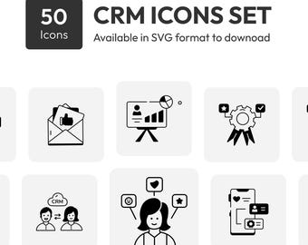 75 iconos lineales de CRM / SVG minimalistas vectoriales, imágenes prediseñadas de negocios y productividad para sitios web y aplicaciones