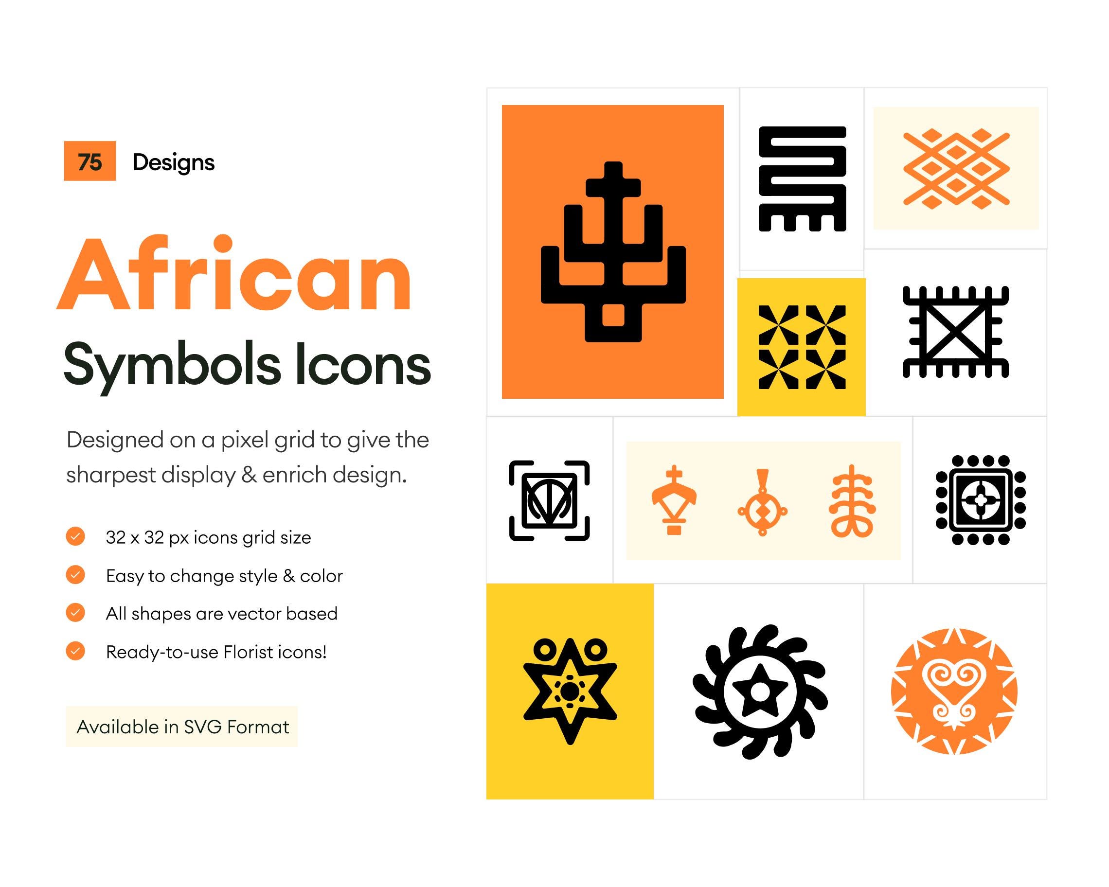 African Symbols Icons - Etsy
