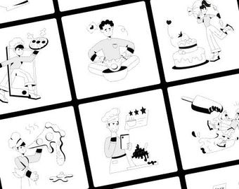 50 illustrations de cuisine | Art culinaire unique | SVG modifiable pour la cuisine, les sites Web et les applications sur l'alimentation