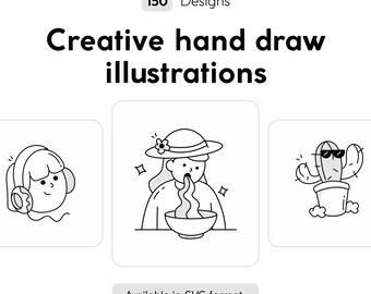 75 icônes créatives de griffonnage | Vecteurs SVG dessinés à la main pour sites Web, réseaux sociaux et projets d'impression