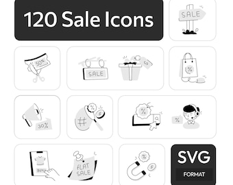 120 icônes de vente | Clipart vectoriel Comestible | Idéal pour le commerce électronique, les tableaux de bord, les rapports et les infographies