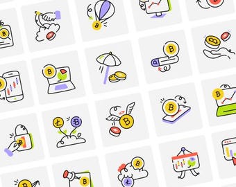 75 icônes cryptographiques | Monnaie numérique et technologie Blockchain | SVG personnalisable pour le commerce, la finance, les sites Web, les applications