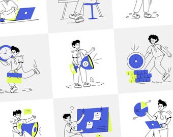 40 illustrations de manager | Leadership, planification, analyse de données graphiques vectoriels (SVG)
