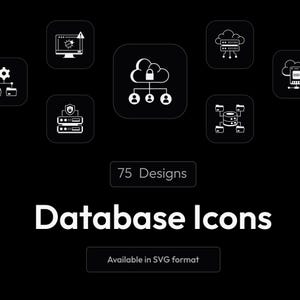 75 icônes de base de données | Services cloud et hébergement Web | SVG linéaire moderne pour applications et sites Web