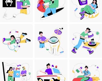 45 illustrations d'hôpitaux et de soins de santé | Clipart médical | SVG modifiable pour les pharmacies, les cliniques et les campagnes de santé