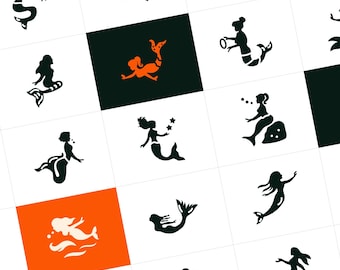 75 Mermaid Glyph Icons |  SVG Vector Set | Sea Fantasy Design Assets for Apps & UI
