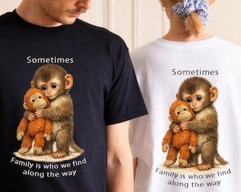 Comfort Colors Viral Punch Monkey Shirt, Sometimes Family Is Who We Find Along The Way, Baby Monkey Graphic Tee, Emotional Animal Lover Gift