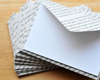 Book Page Mini Envelopes & Cards - Set of 10
