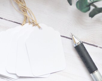 Bulk White Gift Tags – Scalloped Blank Tags for Packaging, Favors, Scrapbooking & More
