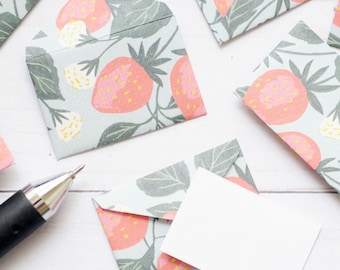 Strawberry Fields Tiny Love Notes – Set of 10 – Mini Envelopes & Cards for Scrapbooking, Gifts, Journaling